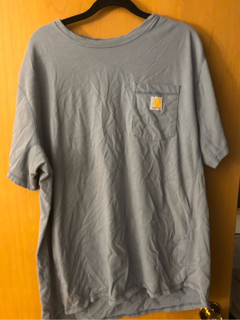 Carhartt Light Blue Short Sleeve Pocket Tee with Logo Patch - Men